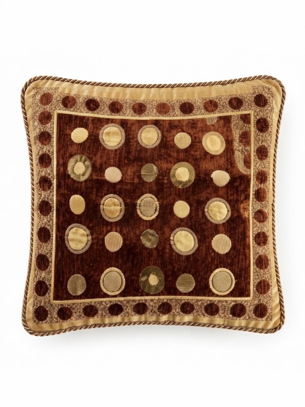 Decorative Boho Brown and Gold Dot Velvet Throw Cover Pillow